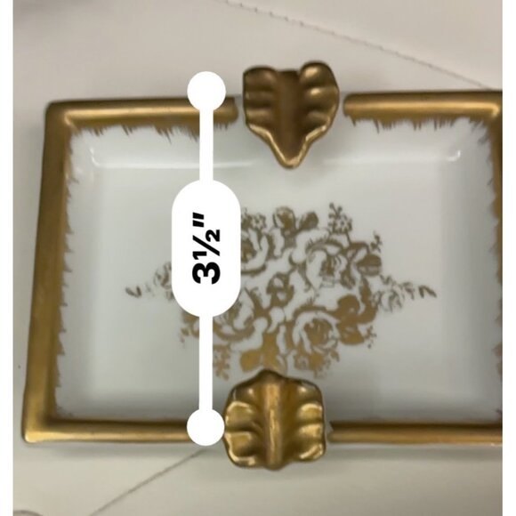 Vintage Porcelain Gold-Trim Ashtray Dish With Floral Design France Hand Painted - Picture 11 of 11